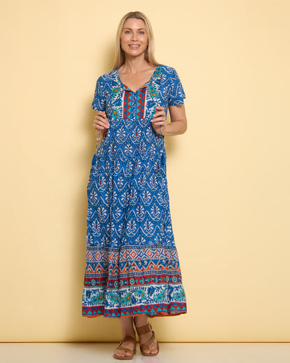 Zola V Neck Dress - Gujrat Border