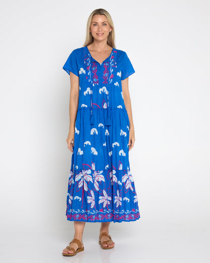 Cotton Zola V Neck Dress – Seaside Blue