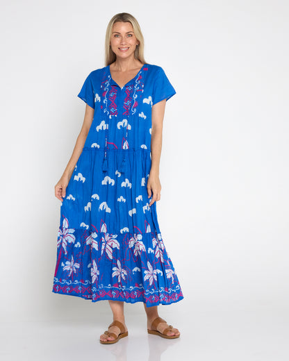 Cotton Zola V Neck Dress – Seaside Blue