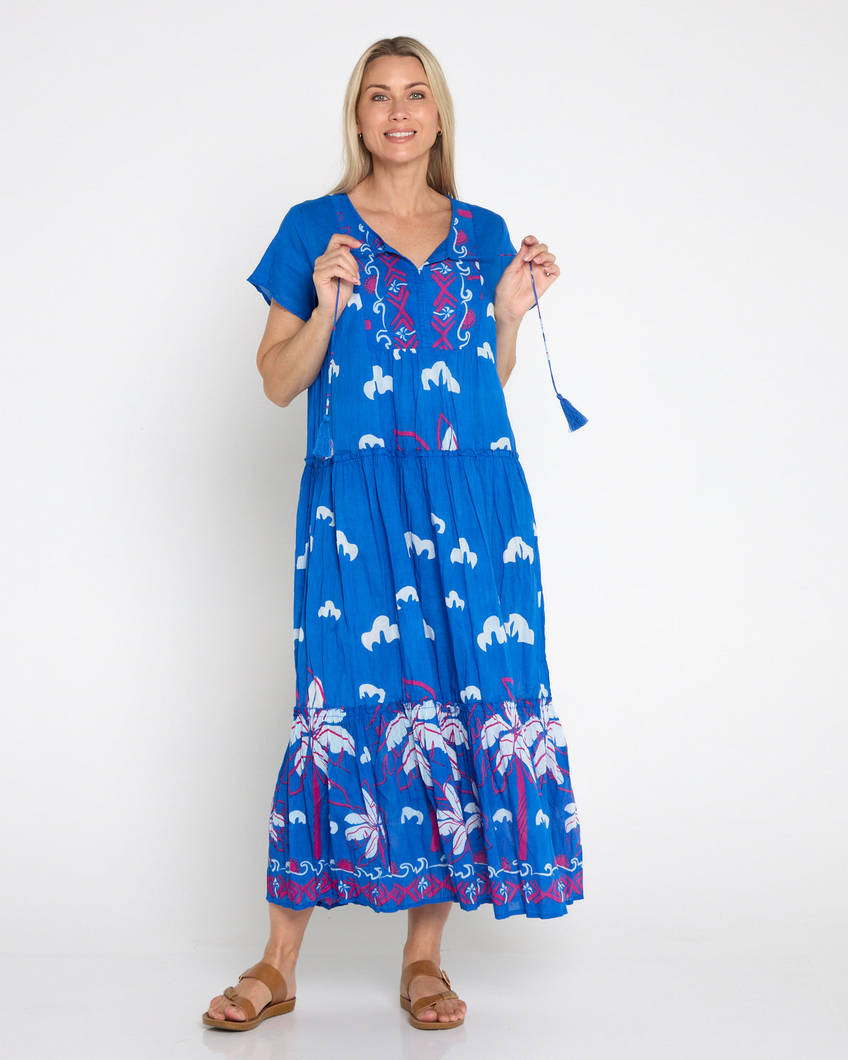 Cotton Zola V Neck Dress – Seaside Blue