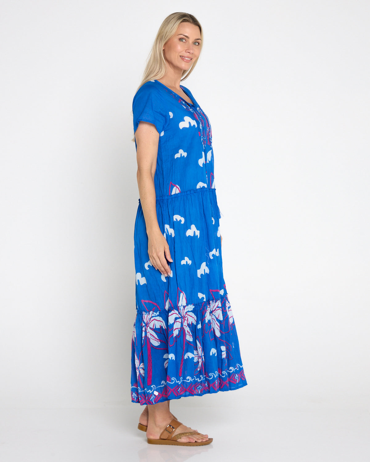 Cotton Zola V Neck Dress – Seaside Blue