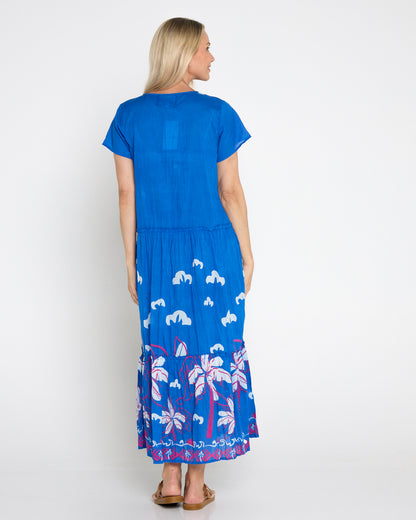Cotton Zola V Neck Dress – Seaside Blue