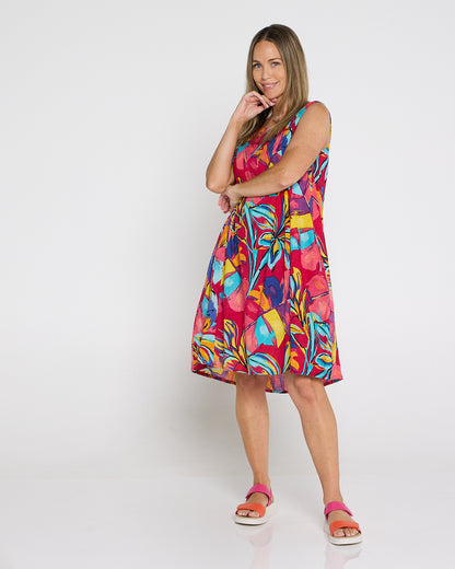 Estelle Crew Dress - Painted Tropical