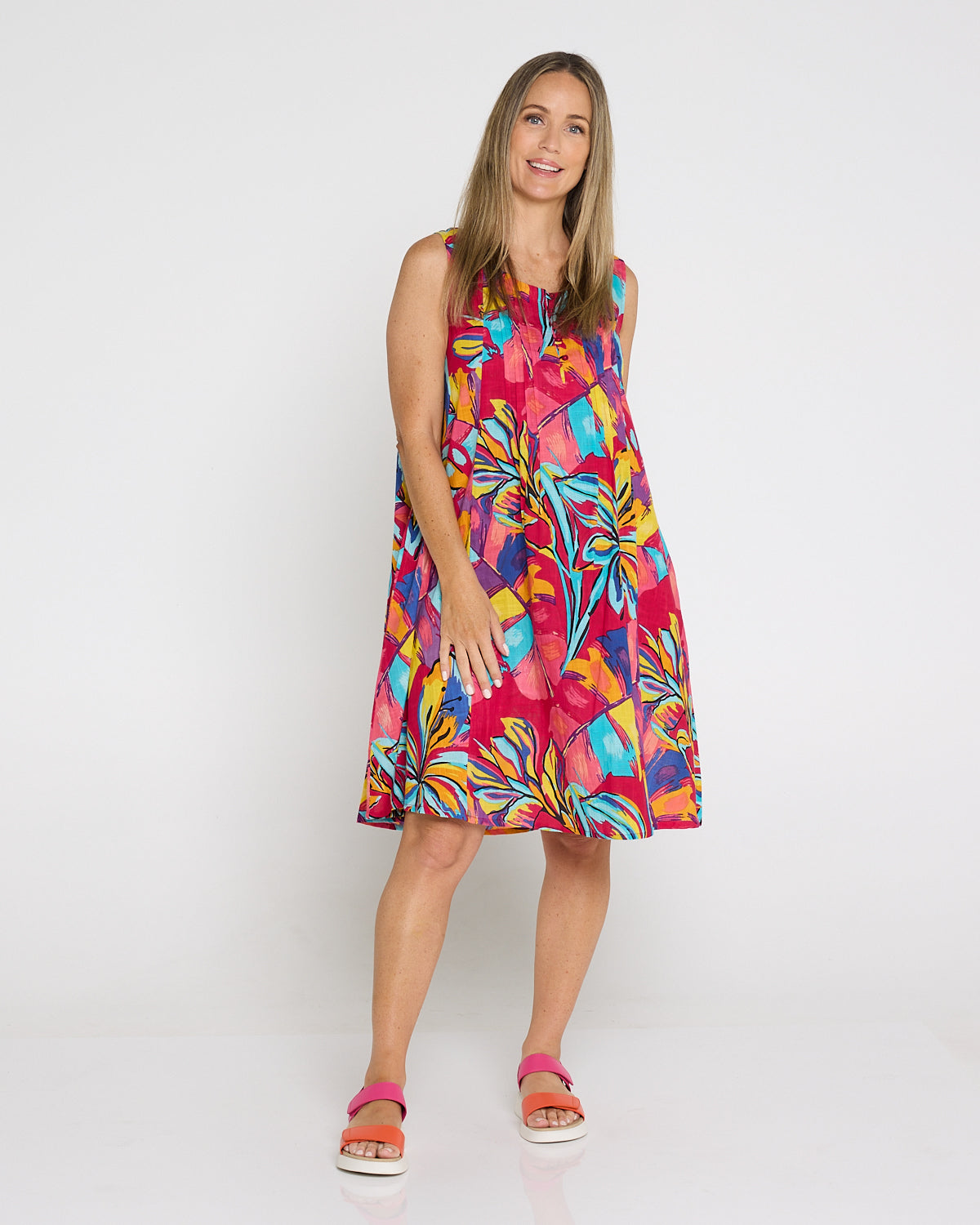 Estelle Crew Dress - Painted Tropical
