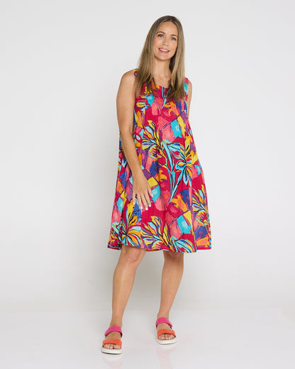 Estelle Crew Dress - Painted Tropical