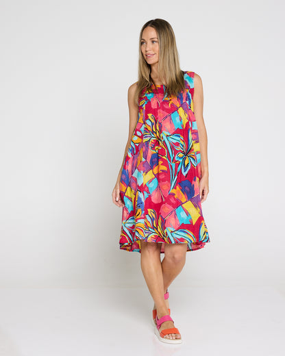 Estelle Crew Dress - Painted Tropical