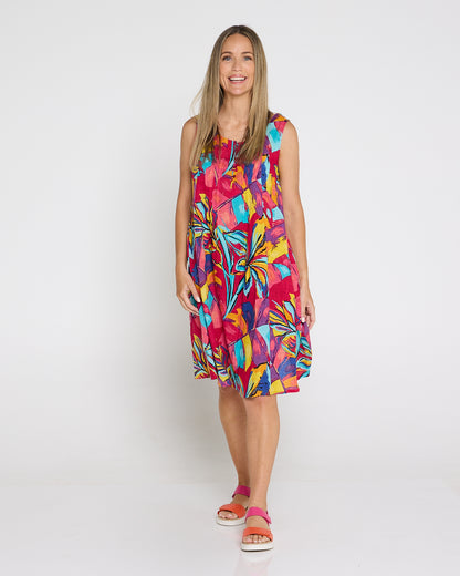Estelle Crew Dress - Painted Tropical