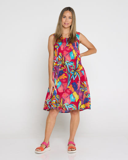 Estelle Crew Dress - Painted Tropical