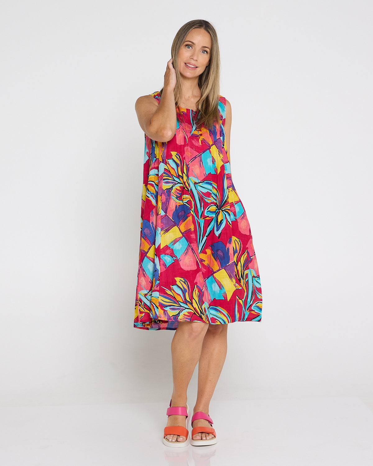Estelle Crew Dress - Painted Tropical