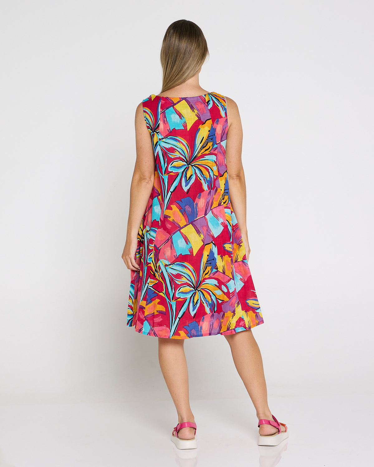 Estelle Crew Dress - Painted Tropical