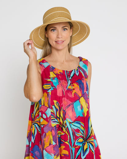 Leona Down Brim White Stripe Hat