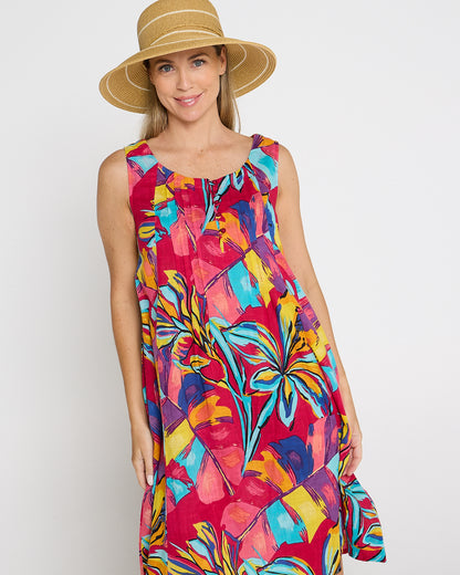 Estelle Crew Dress - Painted Tropical