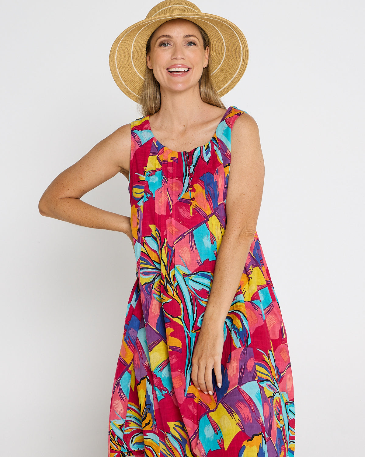 Estelle Crew Dress - Painted Tropical