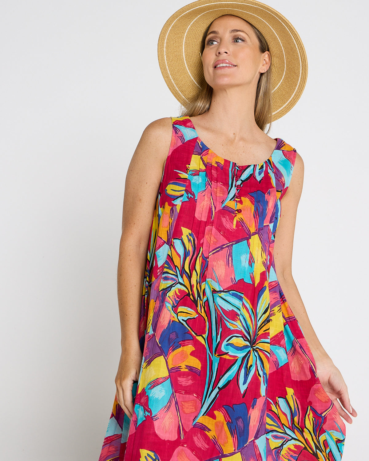 Leona Down Brim White Stripe Hat