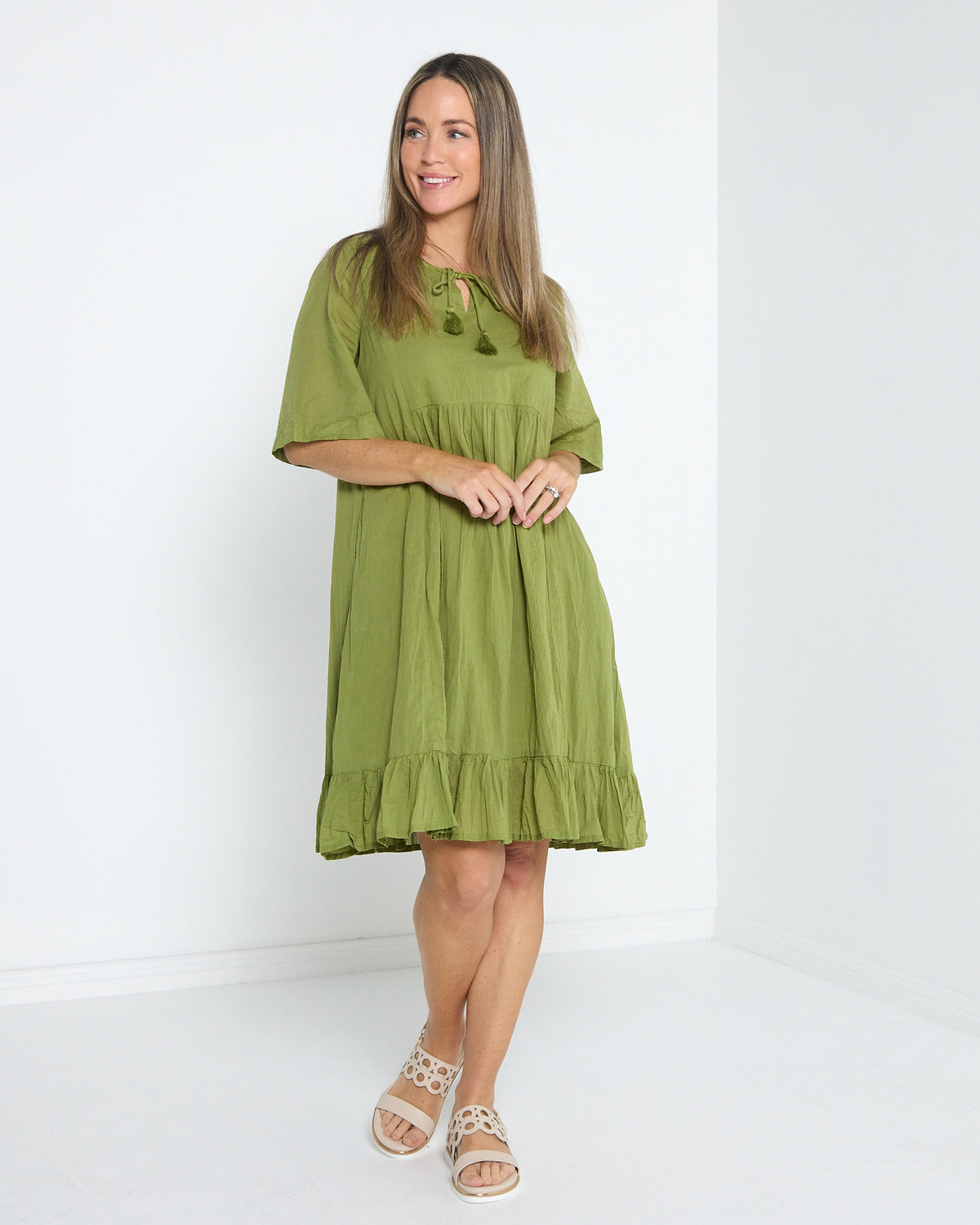 Amber Dress - Moss Green