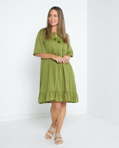 Amber Dress - Moss Green