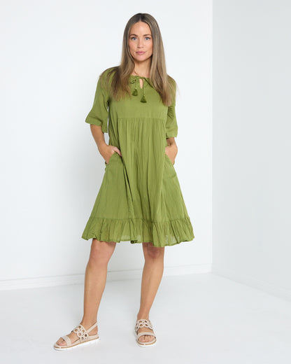 Amber Dress - Moss Green
