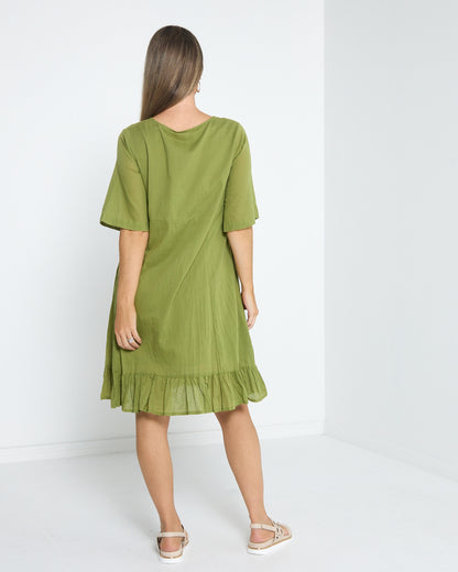 Amber Dress - Moss Green