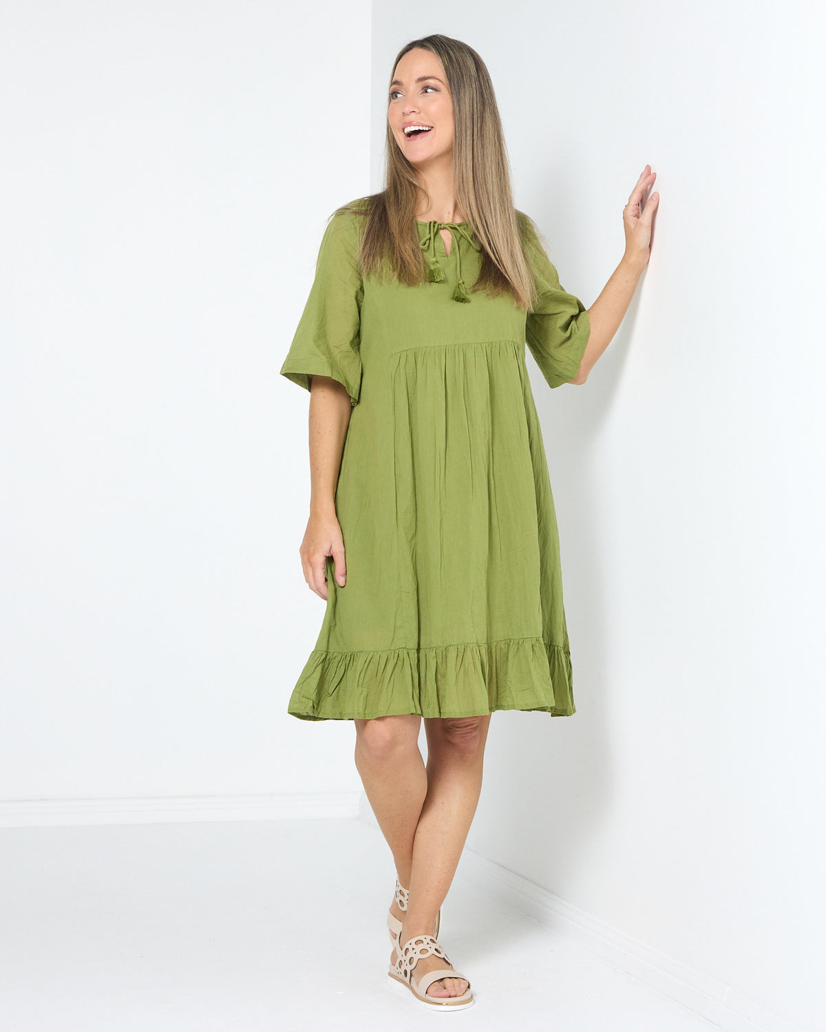 Amber Dress - Moss Green