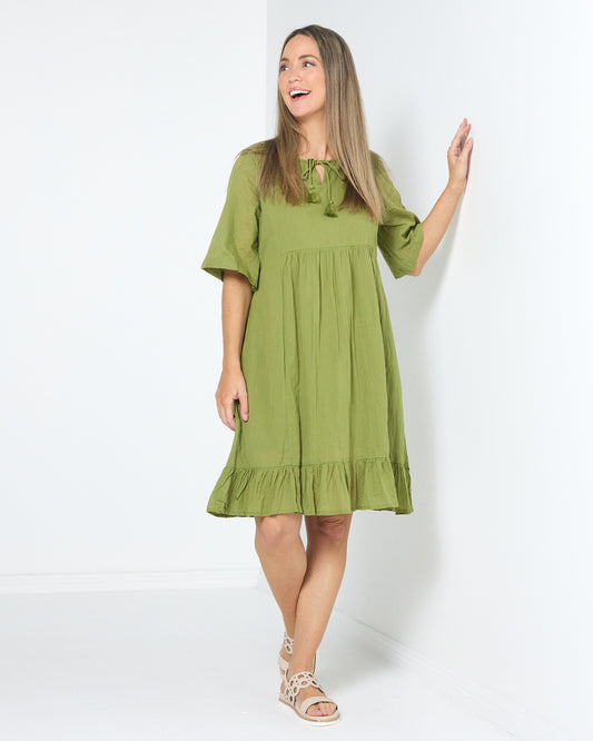 Amber Dress - Moss Green