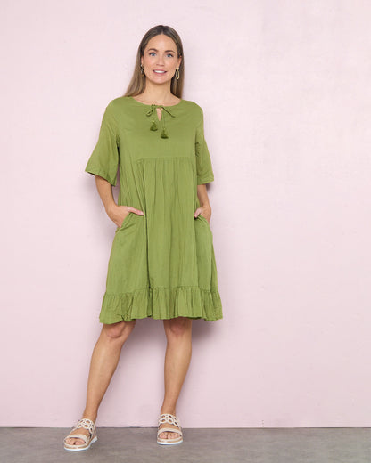 Amber Dress - Moss Green