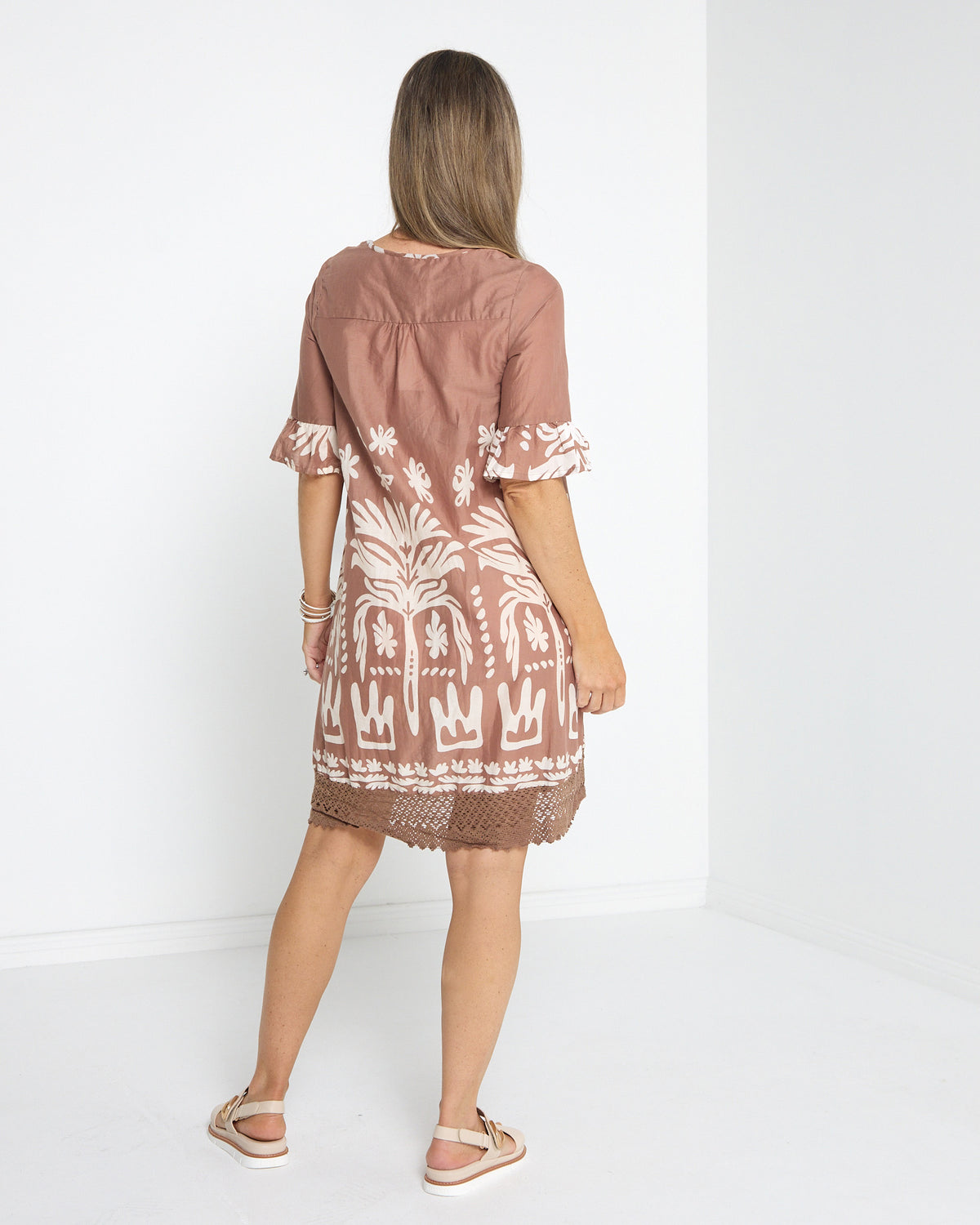 Hannah Tunic Dress - Tribal Border Mocha