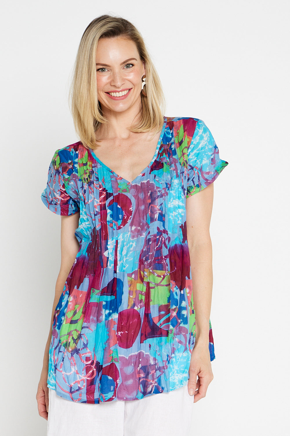 Kayla Cotton Top - Watercolour Delight – TULIO Fashion