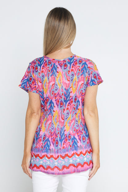 Kayla Cotton Short Sleeve Top - Peacock