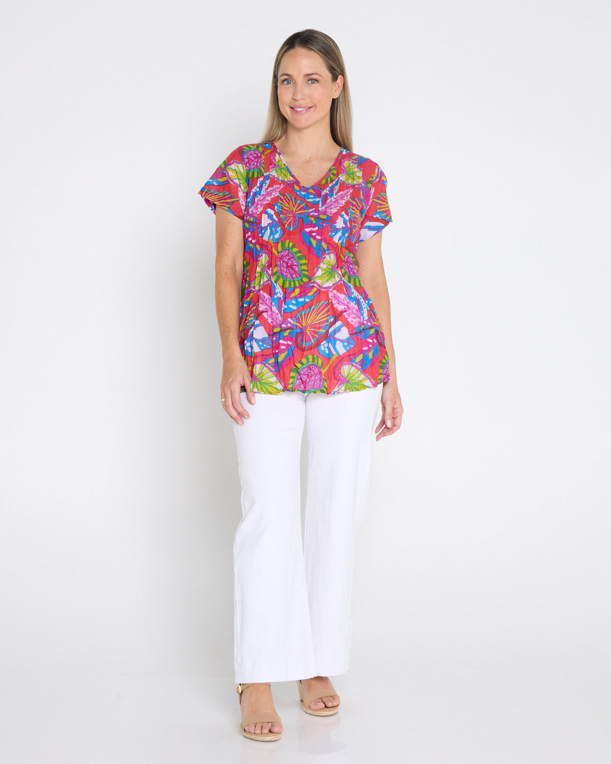 Kayla Cotton Top - Coral