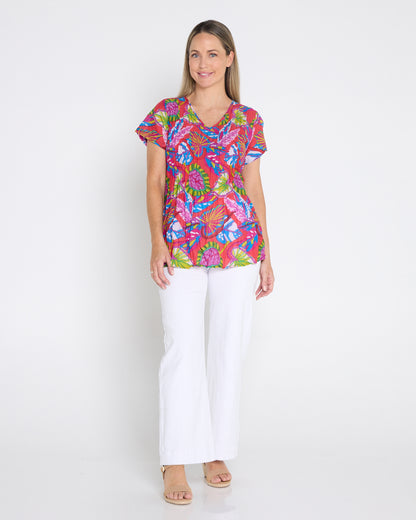 Kayla Cotton Top - Coral