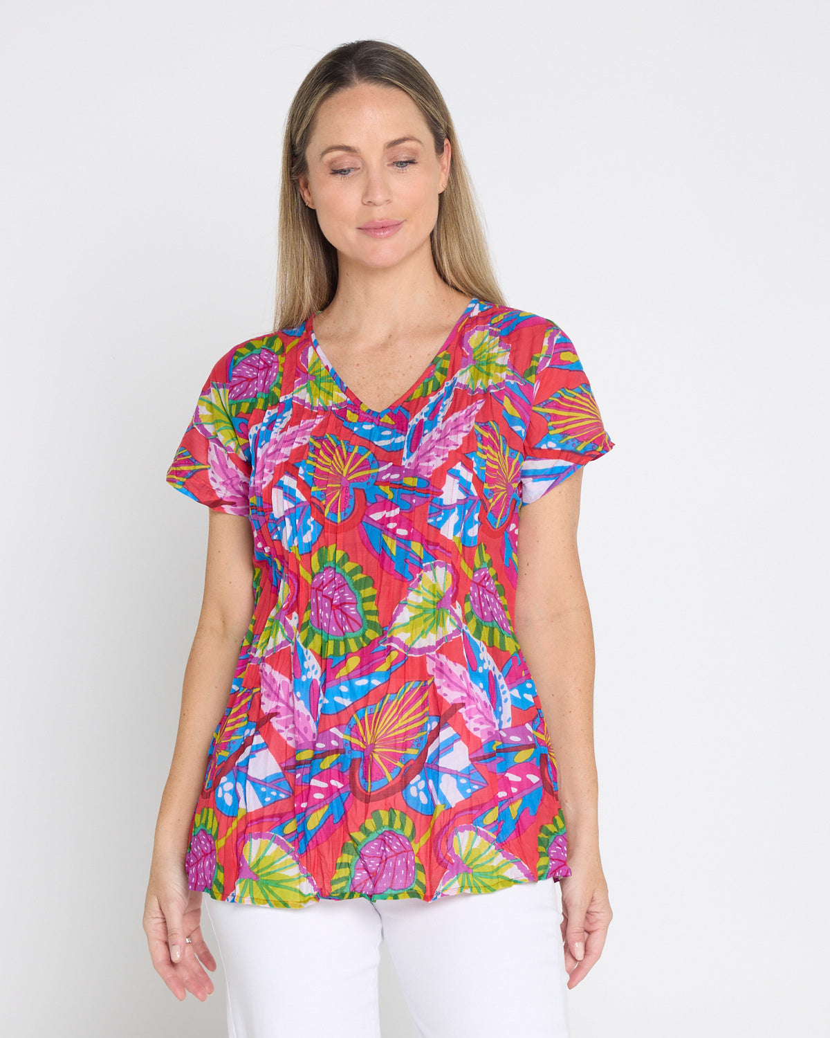 Kayla Cotton Top - Coral