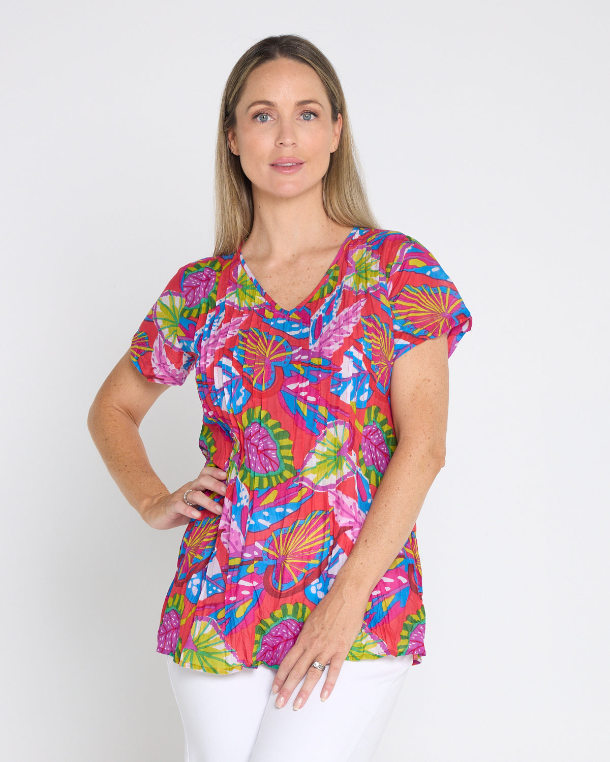 Kayla Cotton Top - Coral