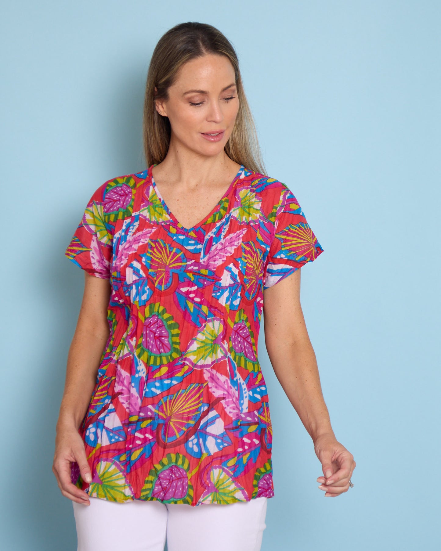 Kayla Cotton Top - Coral