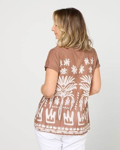 Kayla Top - Mocha Border