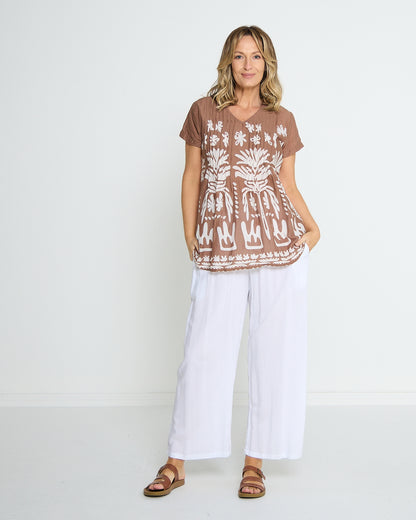 Kayla Top - Mocha Border