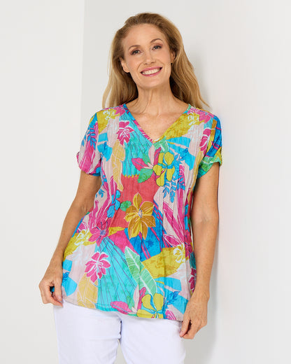 Kayla Top - Tropical Flowers