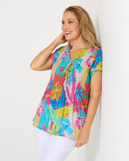 Kayla Top - Tropical Flowers