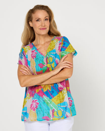 Kayla Top - Tropical Flowers
