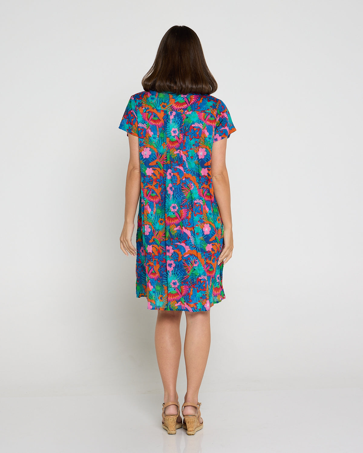 Nicola Cap Sleeve Cotton Dress - Macau Tropical