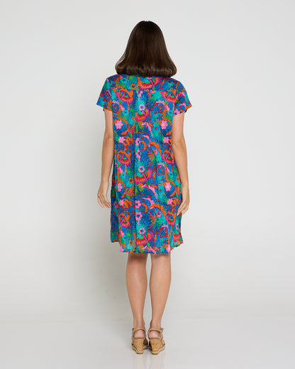 Nicola Cap Sleeve Cotton Dress - Macau Tropical