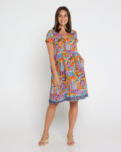 Nicola Cotton Dress - Tropical Village