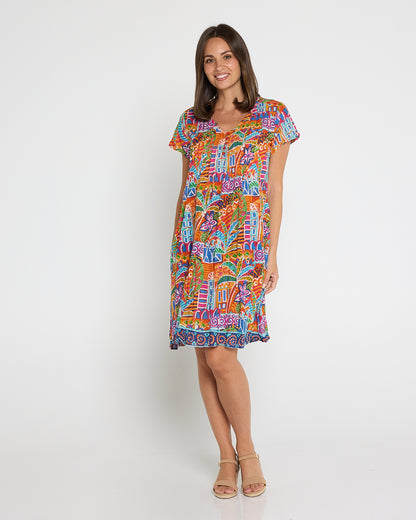Nicola Cotton Dress - Tropical Village