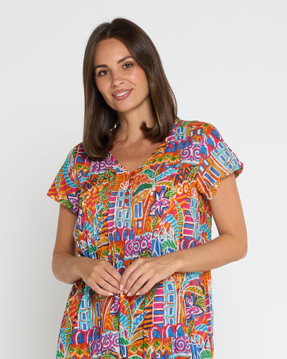 Nicola Cotton Dress - Tropical Village