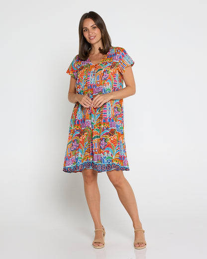Nicola Cotton Dress - Tropical Village