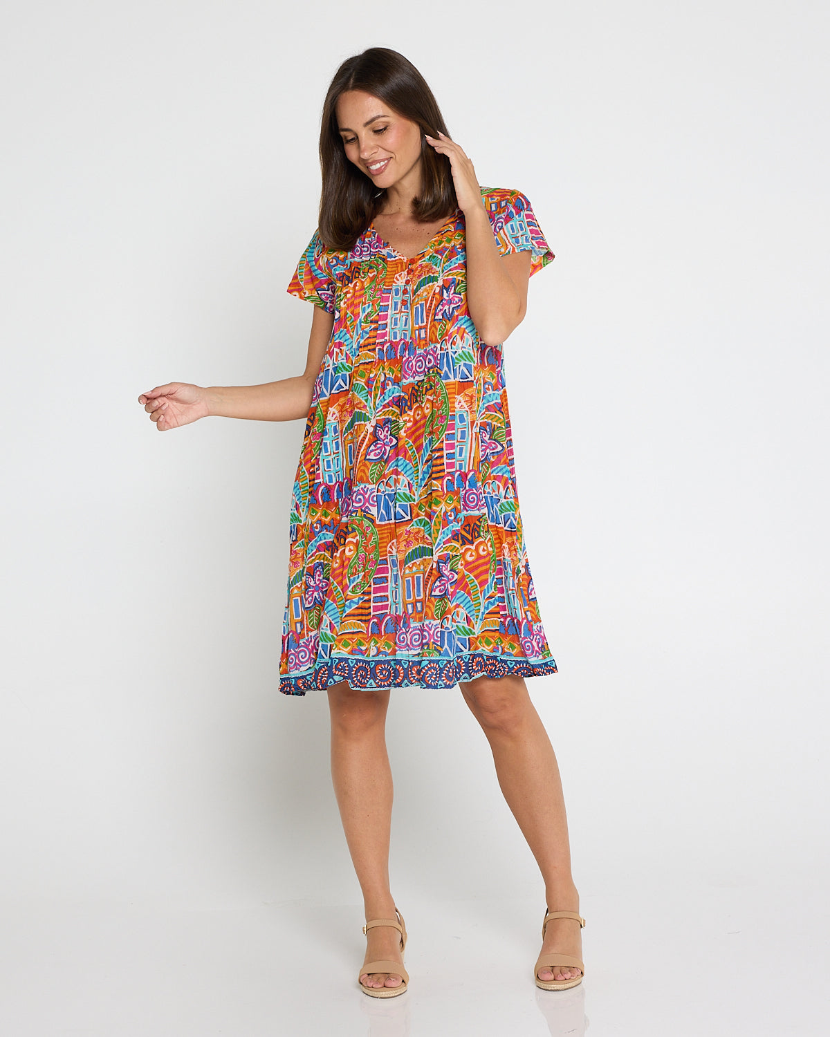 Nicola Cotton Dress - Tropical Village