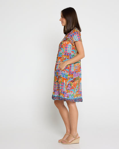 Nicola Cotton Dress - Tropical Village
