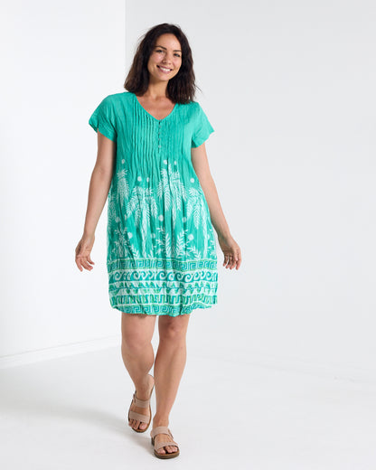 Nicola Cotton Pintuck Dress - Jade