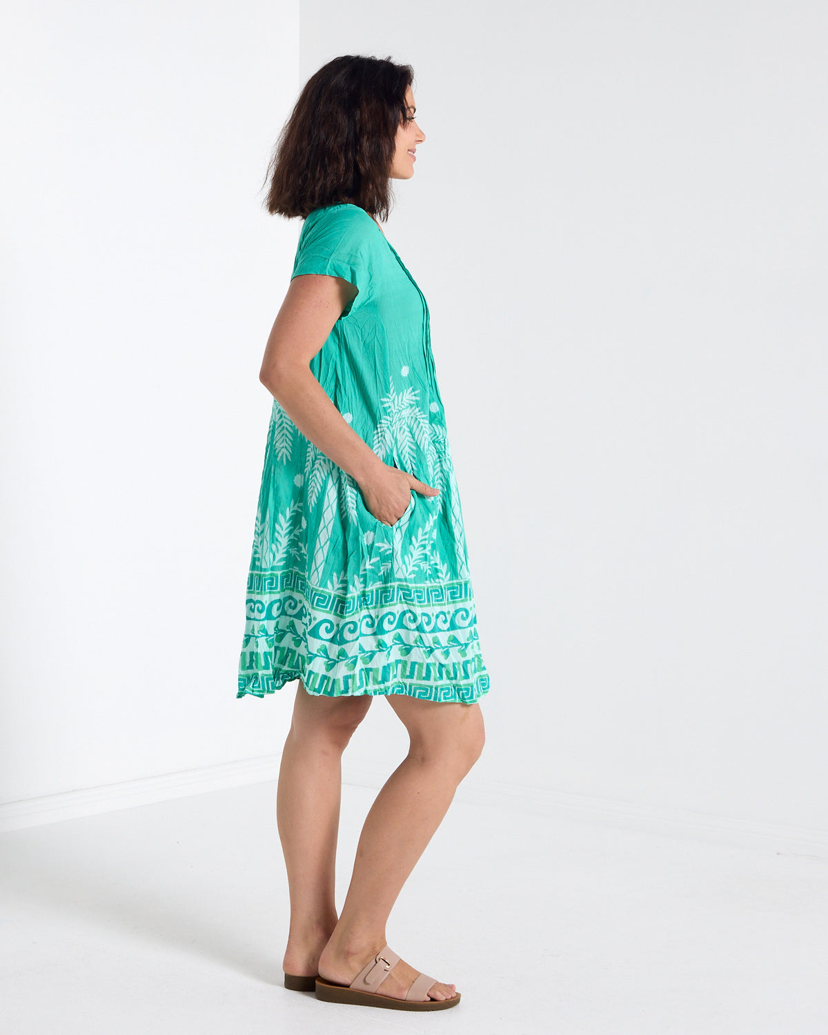 Nicola Cotton Pintuck Dress - Jade