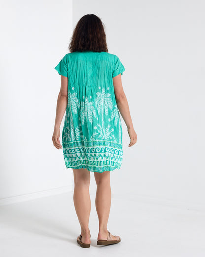 Nicola Cotton Pintuck Dress - Jade