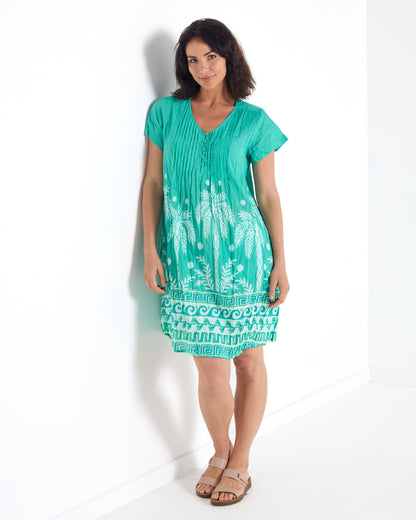 Nicola Cotton Pintuck Dress - Jade